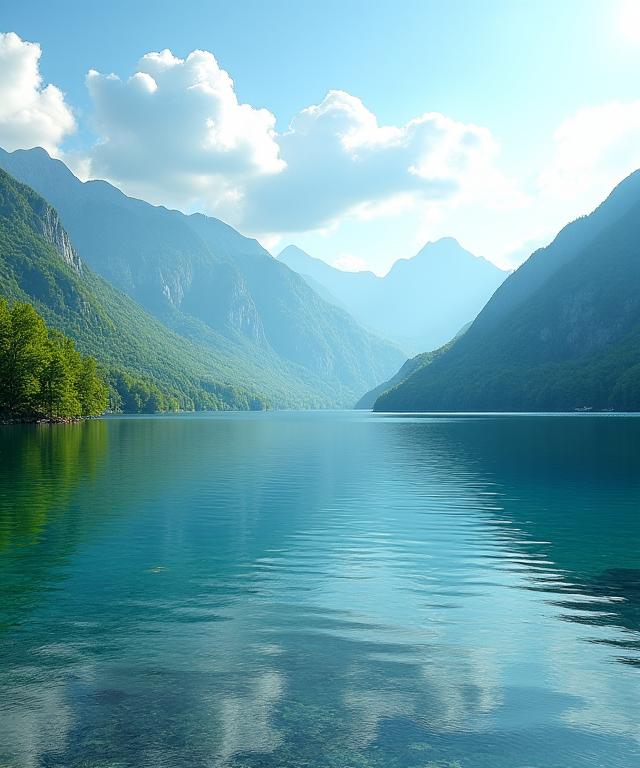 Idyllischer Bergsee im SalzburgerLand umgeben von grünen Hügeln