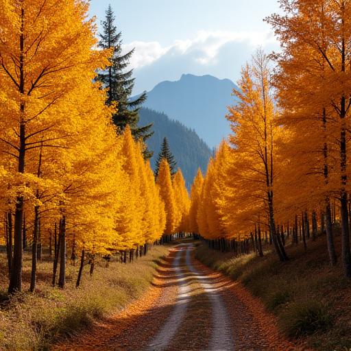 Goldener Lärchenwald im Herbst in den österreichischen Alpen